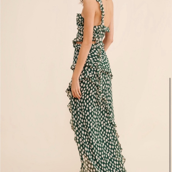 Green Polka Dot One-Shoulder Dress - Picture 3 of 4